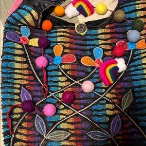 Colorful Bohemian Shoulder Bag with Felt garland bonus! 🌈 ☮️